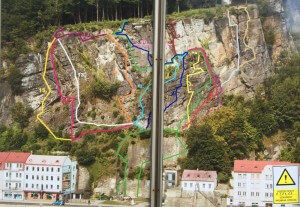 Karte mit Routen im Klettersteig Dezin in Tschechien - 7summits4help-Blog