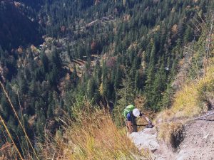 Nicolas in einer B-Passage beim Training am Grünstein-Klettersteig 2016