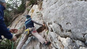 Toby beim Einstieg in Rocca Bella