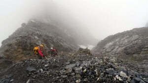 Abstieg in der Rinne von der Königsspitze - Alpinschule Ortler mit Jacopo Compagnoni