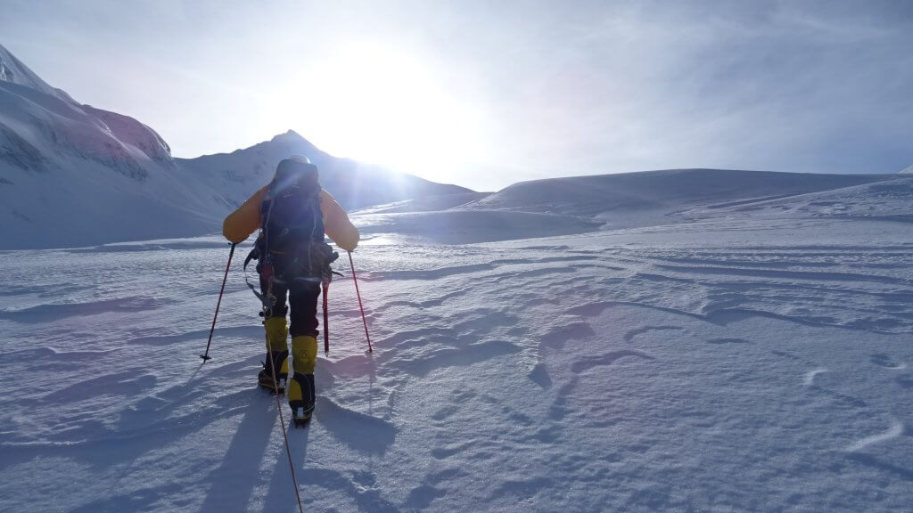 Spurarbeiten auf dem Gletscher zum Purbung
